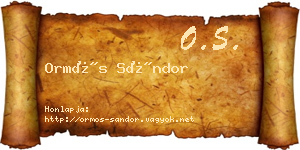 Ormós Sándor névjegykártya